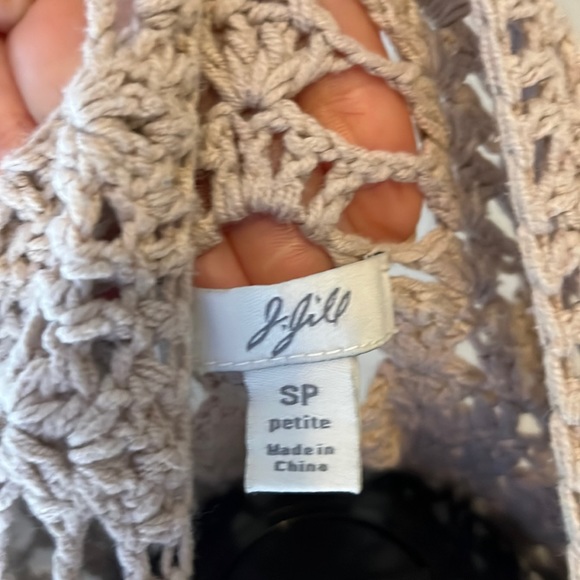 J.Jill creamy khaki crochet topper/sweater duster - Picture 1 of 7